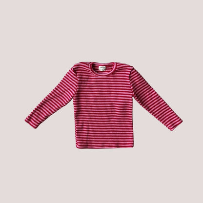 Toddler SP26 Ribbed Stripe Long Sleeve Top (1 - 7y) - Pink kids outfit
