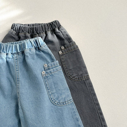 Toddler SP26 Side Pocket Pull - on Denim Pants (10m - 4y) - 2 Colors - AT NOON STORE
