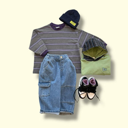 Toddler SP26 Stitch Detail and Side Pocket Denim Pants (3 - 7y) - Denim - AT NOON STORE