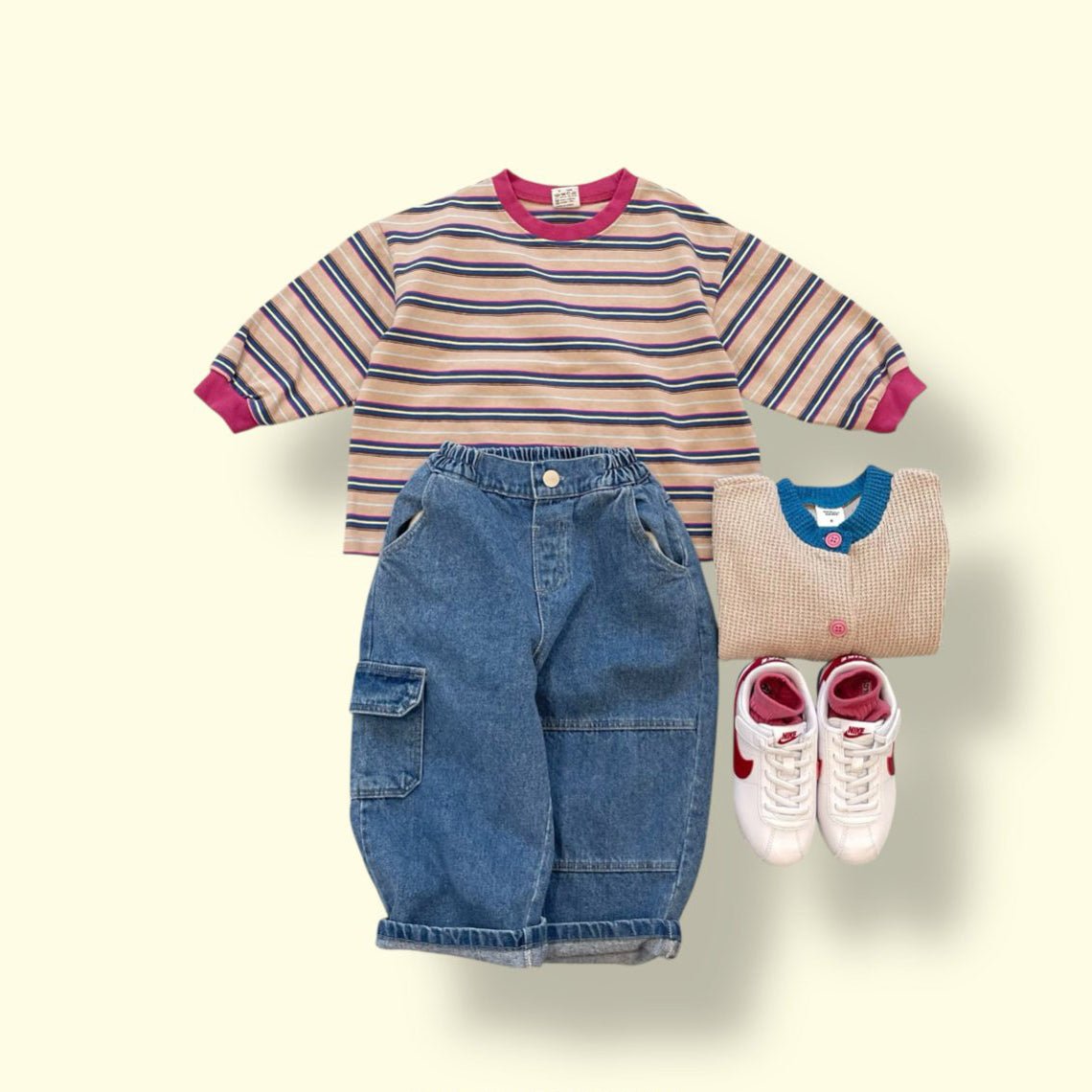 Toddler SP26 Stitch Detail and Side Pocket Denim Pants (3 - 7y) - Denim - AT NOON STORE