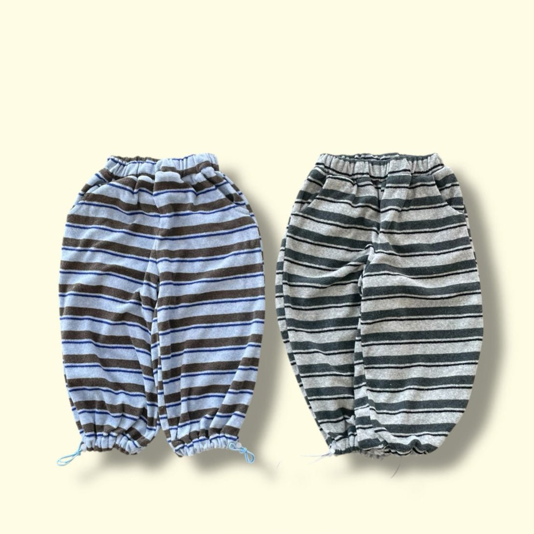 Toddler SP26 Stripe Terry Cloth Adjustable String Hem Pants (3 - 7y) - 2 Colors - AT NOON STORE