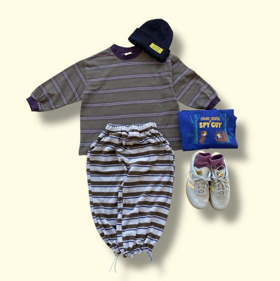 Toddler SP26 Stripe Terry Cloth Adjustable String Hem Pants (3 - 7y) - 2 Colors - AT NOON STORE