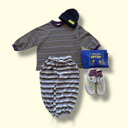 Toddler SP26 Stripe Terry Cloth Adjustable String Hem Pants (3 - 7y) - 2 Colors - AT NOON STORE