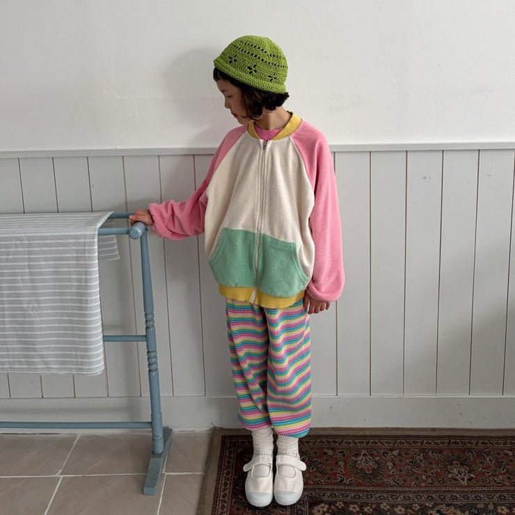 Toddler SP26 Terry Cloth Colorblock Raglan Jacket (1 - 6y) - Pink - AT NOON STORE