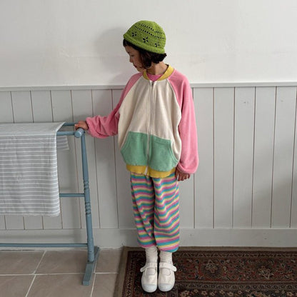 Toddler SP26 Terry Cloth Colorblock Raglan Jacket (1 - 6y) - Pink - AT NOON STORE