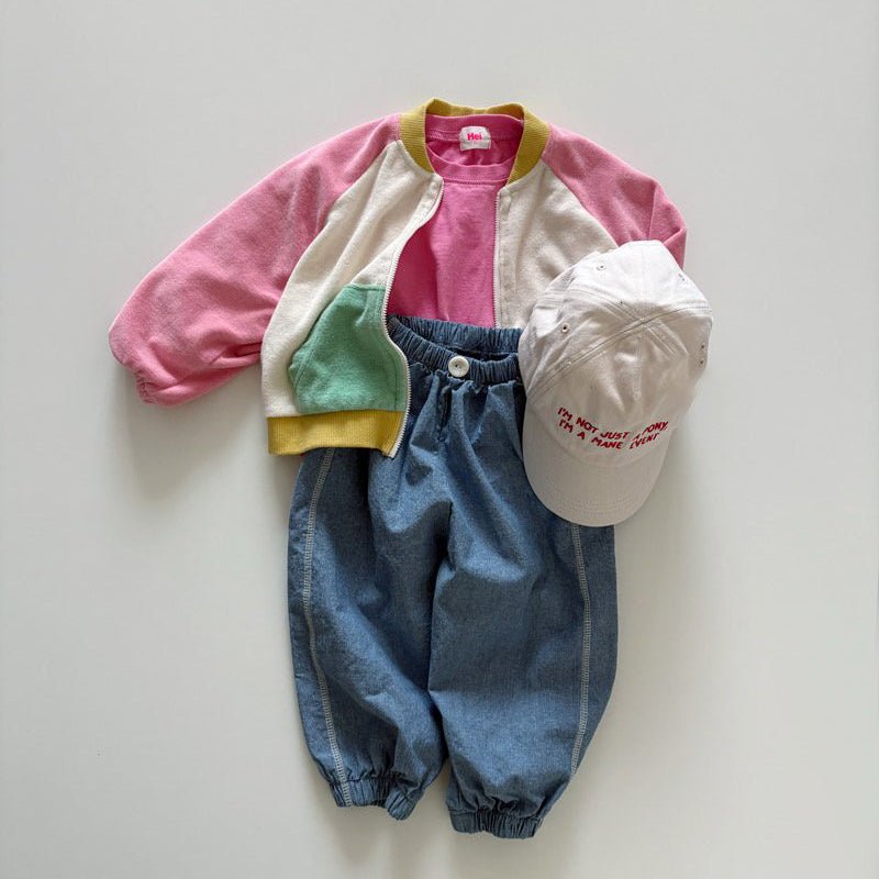 Toddler SP26 Terry Cloth Colorblock Raglan Jacket (1 - 6y) - Pink - AT NOON STORE