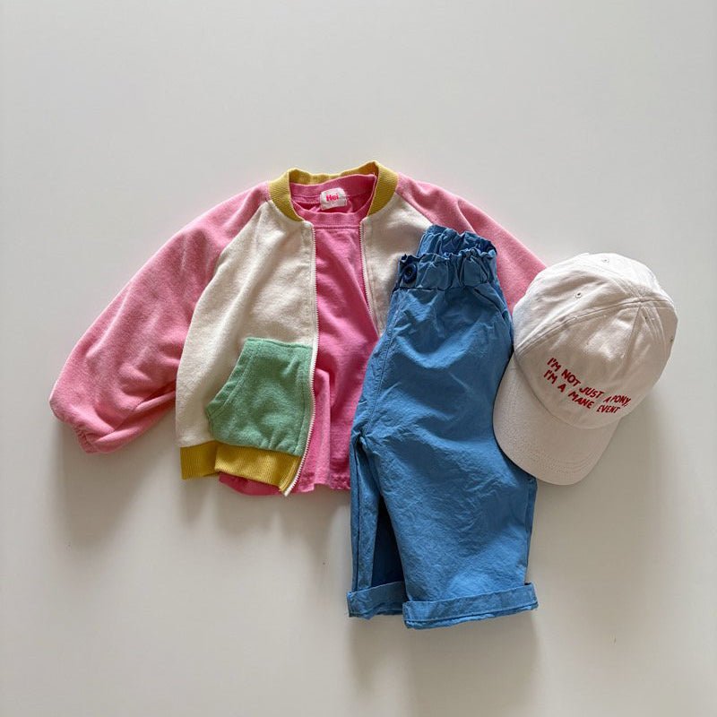 Toddler SP26 Terry Cloth Colorblock Raglan Jacket (1 - 6y) - Pink - AT NOON STORE