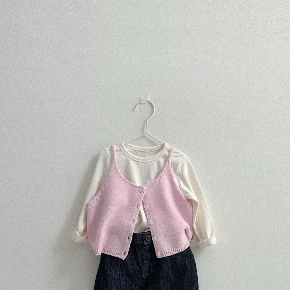 Toddler SP26 Two - Way Knitted Vest (10m - 4y) - Pink - AT NOON STORE