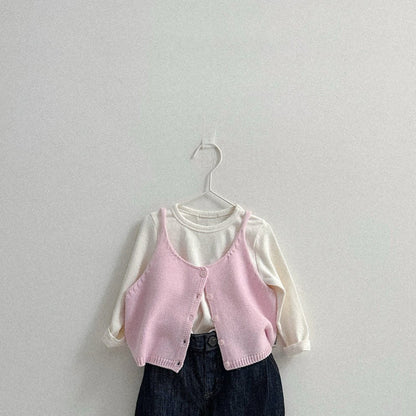 Toddler SP26 Two - Way Knitted Vest (10m - 4y) - Pink - AT NOON STORE
