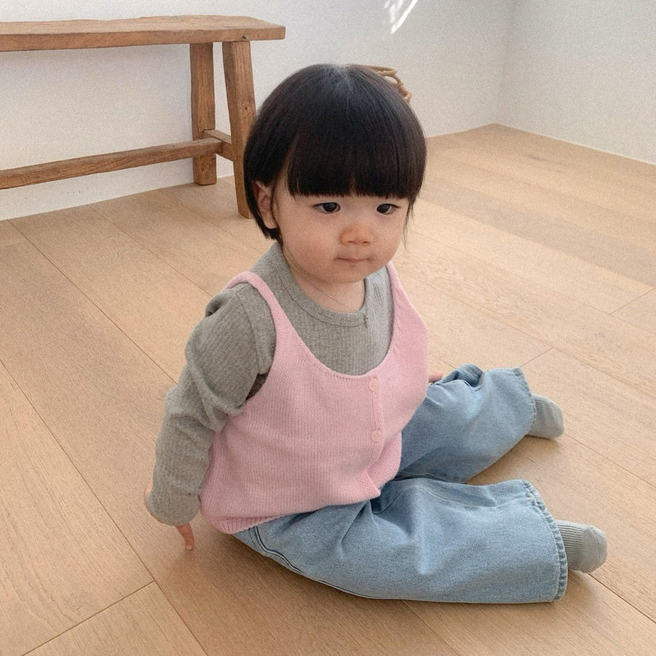 Toddler SP26 Two - Way Knitted Vest (10m - 4y) - Pink - AT NOON STORE