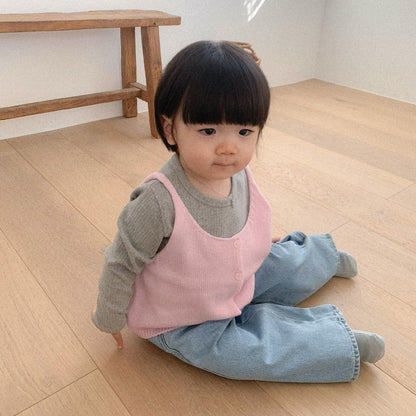 Toddler SP26 Two - Way Knitted Vest (10m - 4y) - Pink - AT NOON STORE