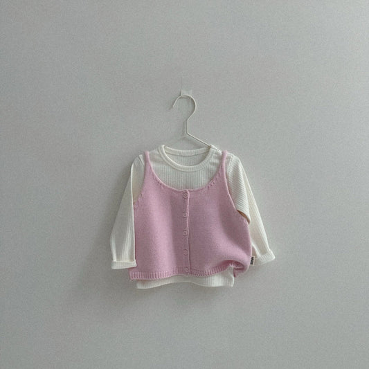 Toddler SP26 Two - Way Knitted Vest (10m - 4y) - Pink - AT NOON STORE
