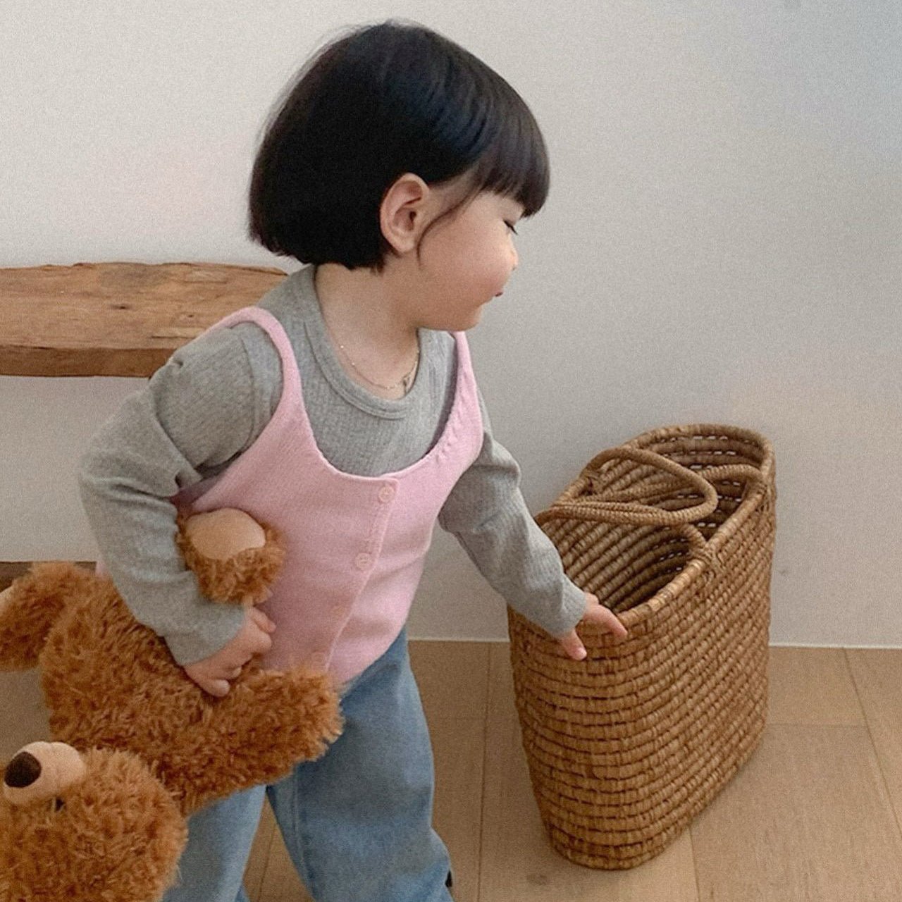 Toddler SP26 Two - Way Knitted Vest (10m - 4y) - Pink - AT NOON STORE