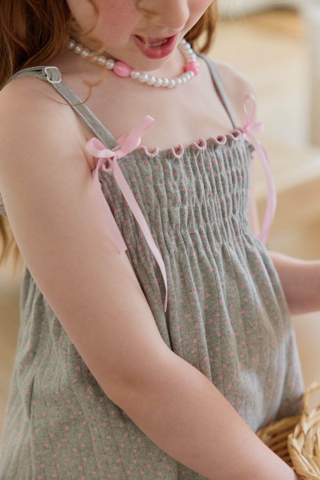 Toddler SS25 Adjustable Strap Smocked Sleeveless Top and Lace Shorts Set (2 - 7y) - 2 Colors kids outfit