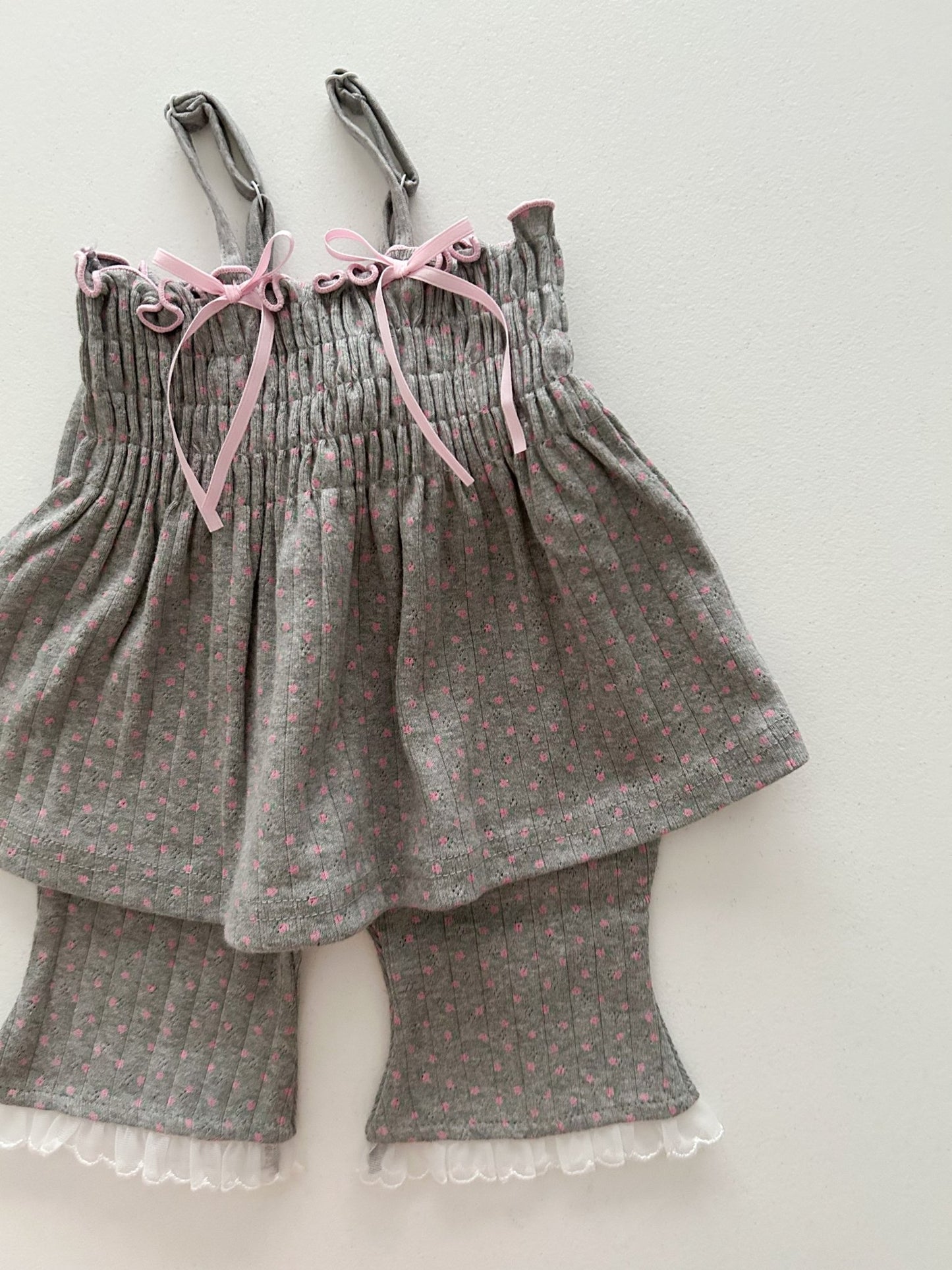 Toddler SS25 Adjustable Strap Smocked Sleeveless Top and Lace Shorts Set (2 - 7y) - 2 Colors kids outfit