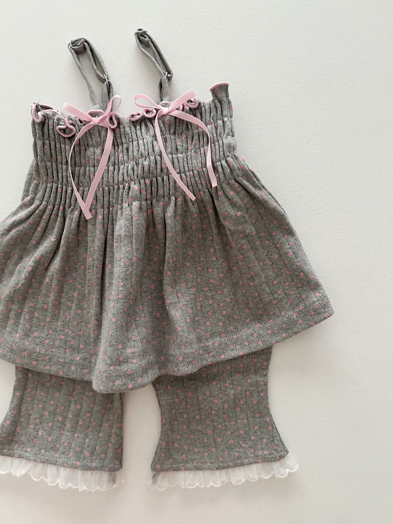 Toddler SS25 Adjustable Strap Smocked Sleeveless Top and Lace Shorts Set (2 - 7y) - 2 Colors kids outfit