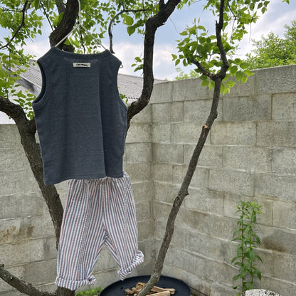 Toddler SS25 Basic Sleeveless Top and Stripe Pull On Pants Set (2 - 7y) - 2 Colors kids outfit