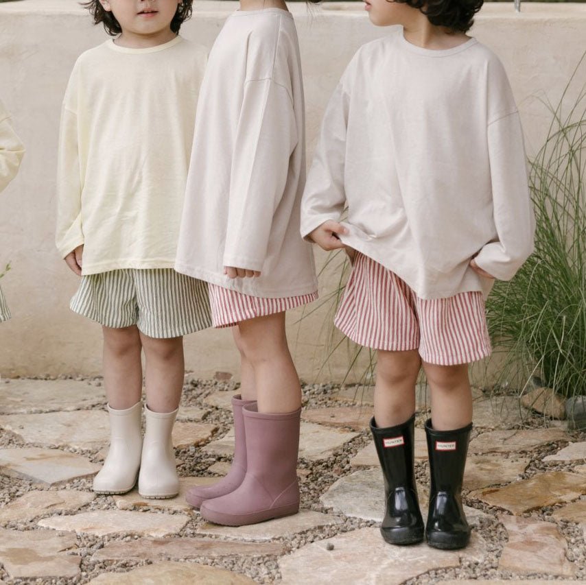 Toddler SS25 Basic Top and Stripe Shorts Set (2 - 7y) - 2 Colors kids outfit