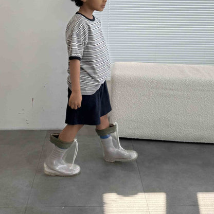 Toddler SS25 Contrast Trim Stripe Short Sleeve Top (3 - 7y) - 2 Colors kids outfit