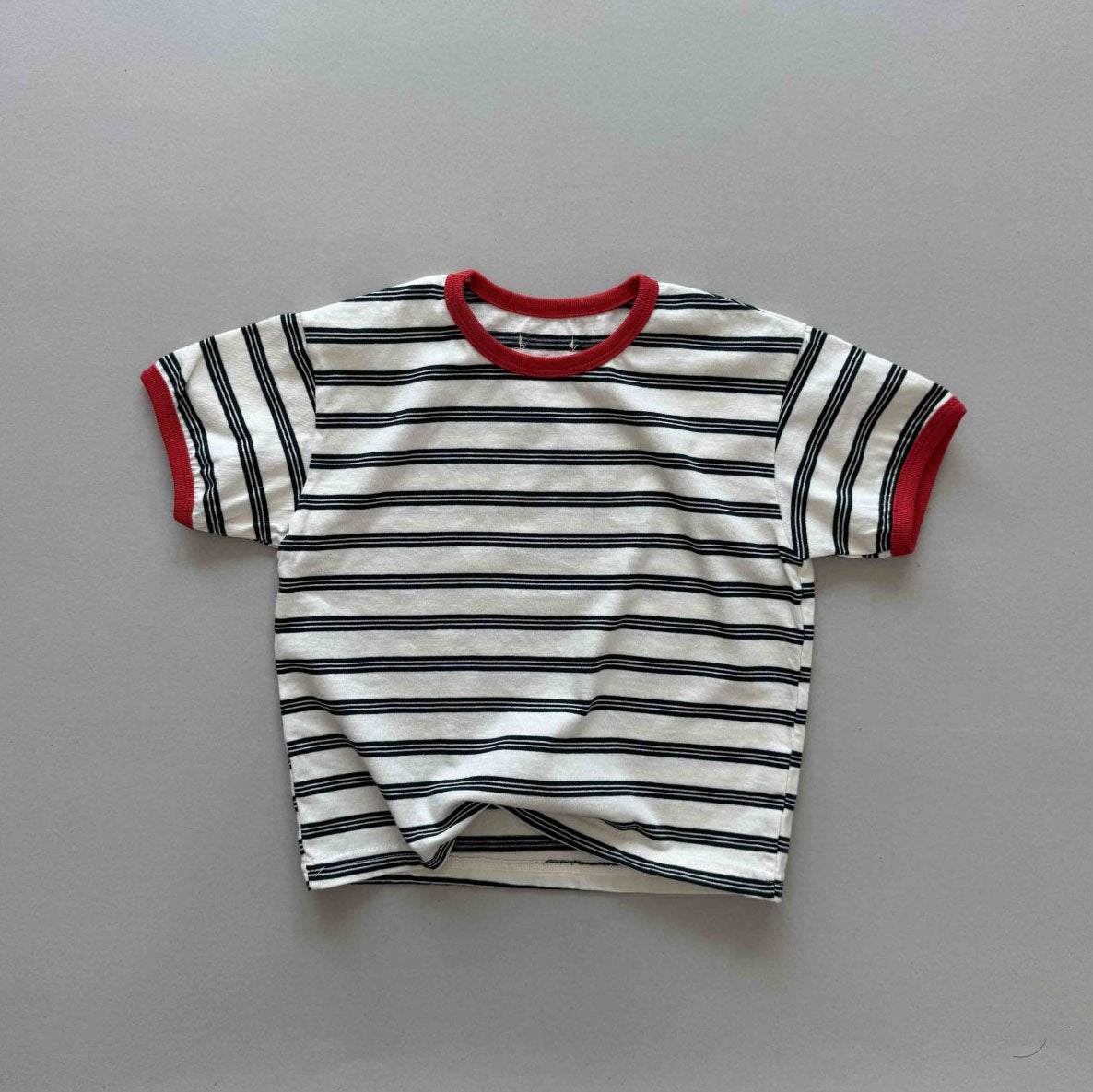 Toddler SS25 Contrast Trim Stripe Short Sleeve Top (3 - 7y) - 2 Colors kids outfit