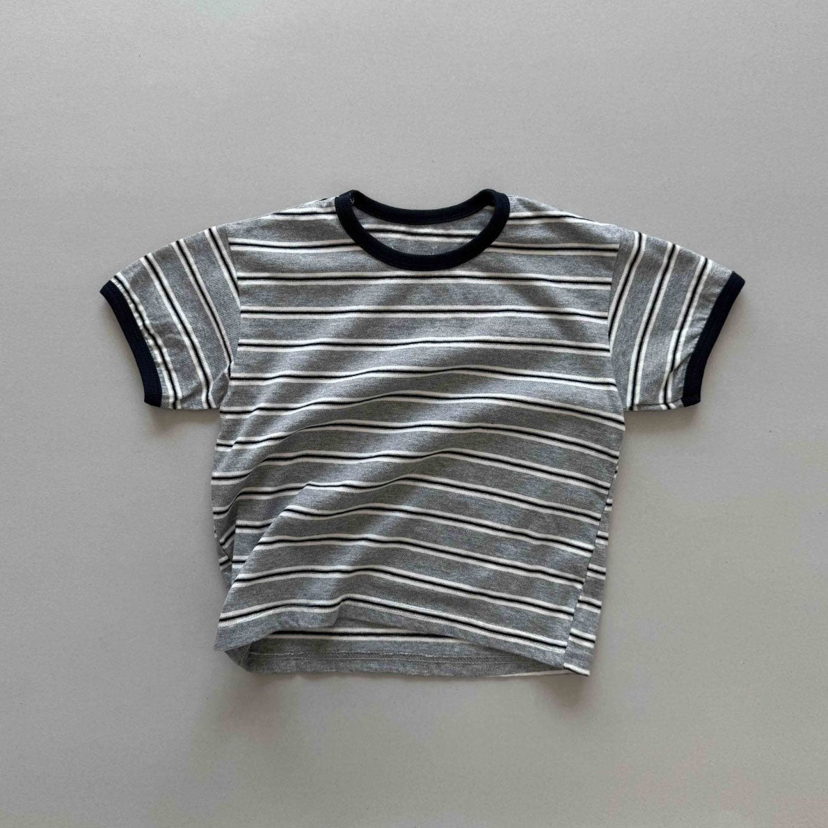 Toddler SS25 Contrast Trim Stripe Short Sleeve Top (3 - 7y) - 2 Colors kids outfit