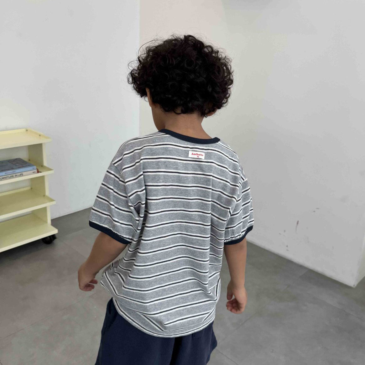 Toddler SS25 Contrast Trim Stripe Short Sleeve Top (3 - 7y) - 2 Colors kids outfit