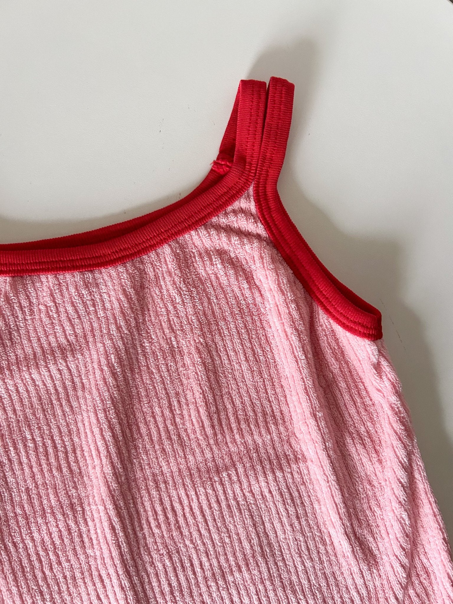 Toddler SS25 Contrast Trim Terry Cloth Cami (3 - 10y) - Pink kids outfit