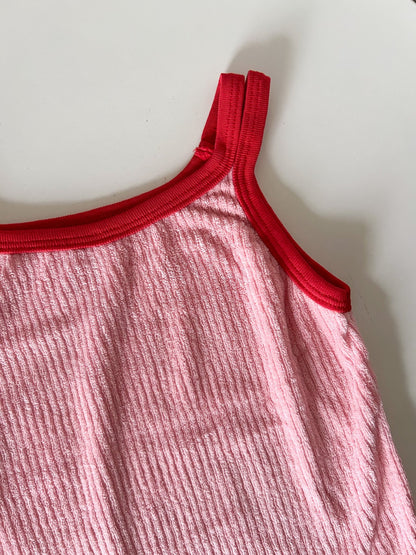 Toddler SS25 Contrast Trim Terry Cloth Cami (3 - 10y) - Pink kids outfit