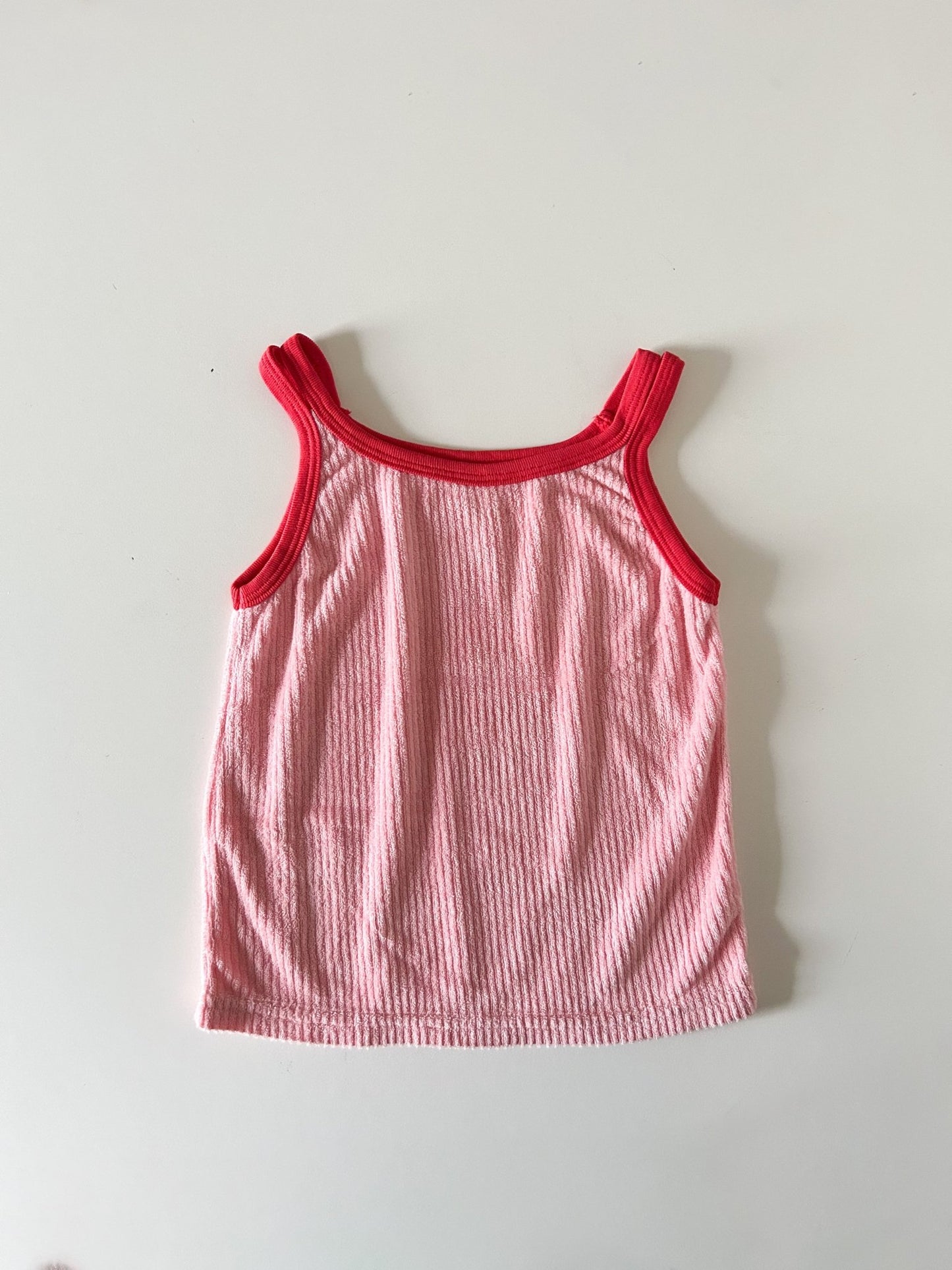 Toddler SS25 Contrast Trim Terry Cloth Cami (3 - 10y) - Pink kids outfit