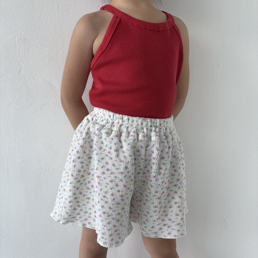Toddler SS25 Floral Waffle Shorts (1 - 7y) - Ivory kids outfit