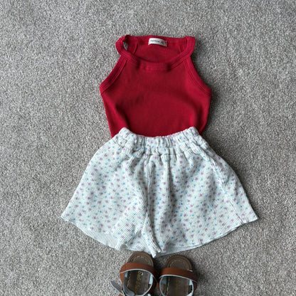 Toddler SS25 Floral Waffle Shorts (1 - 7y) - Ivory kids outfit