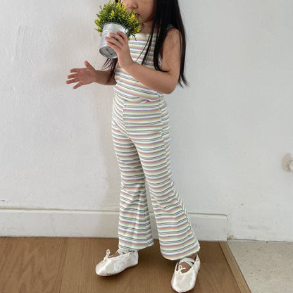 Toddler SS25 Multi Color Stripe Ribbed Pants (1 - 8y) - 2 Colors kids outfit