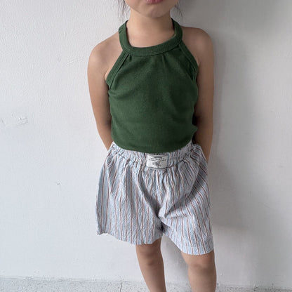 Toddler SS25 Ribbed Halter Neck Sleeveless Top (1 - 7y) - 3 Colors kids outfit