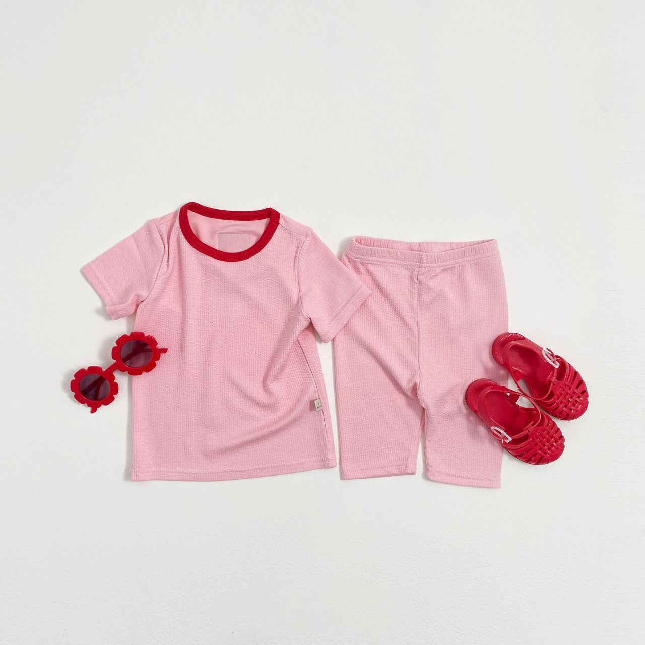 Toddler SS25 Ringer Short Sleeve Top and Pants Set (1 - 7y) - 2 Colors kids outfit