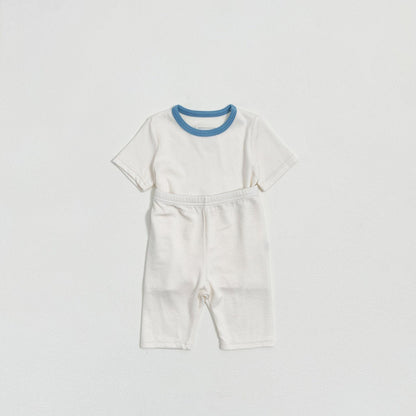 Toddler SS25 Ringer Short Sleeve Top and Pants Set (1 - 7y) - 2 Colors kids outfit