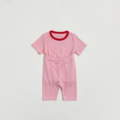 Toddler SS25 Ringer Short Sleeve Top and Pants Set (1 - 7y) - 2 Colors kids outfit