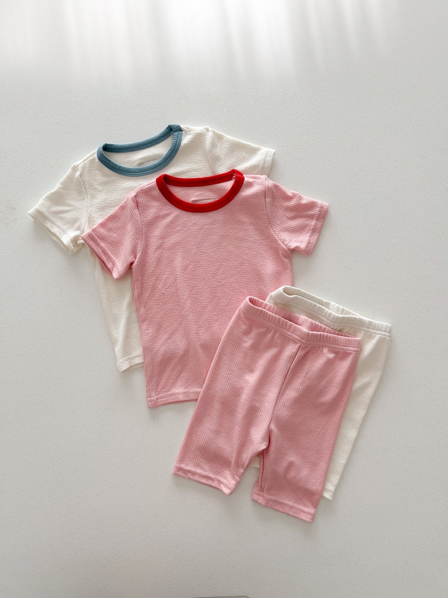 Toddler SS25 Ringer Short Sleeve Top and Pants Set (1 - 7y) - 2 Colors kids outfit