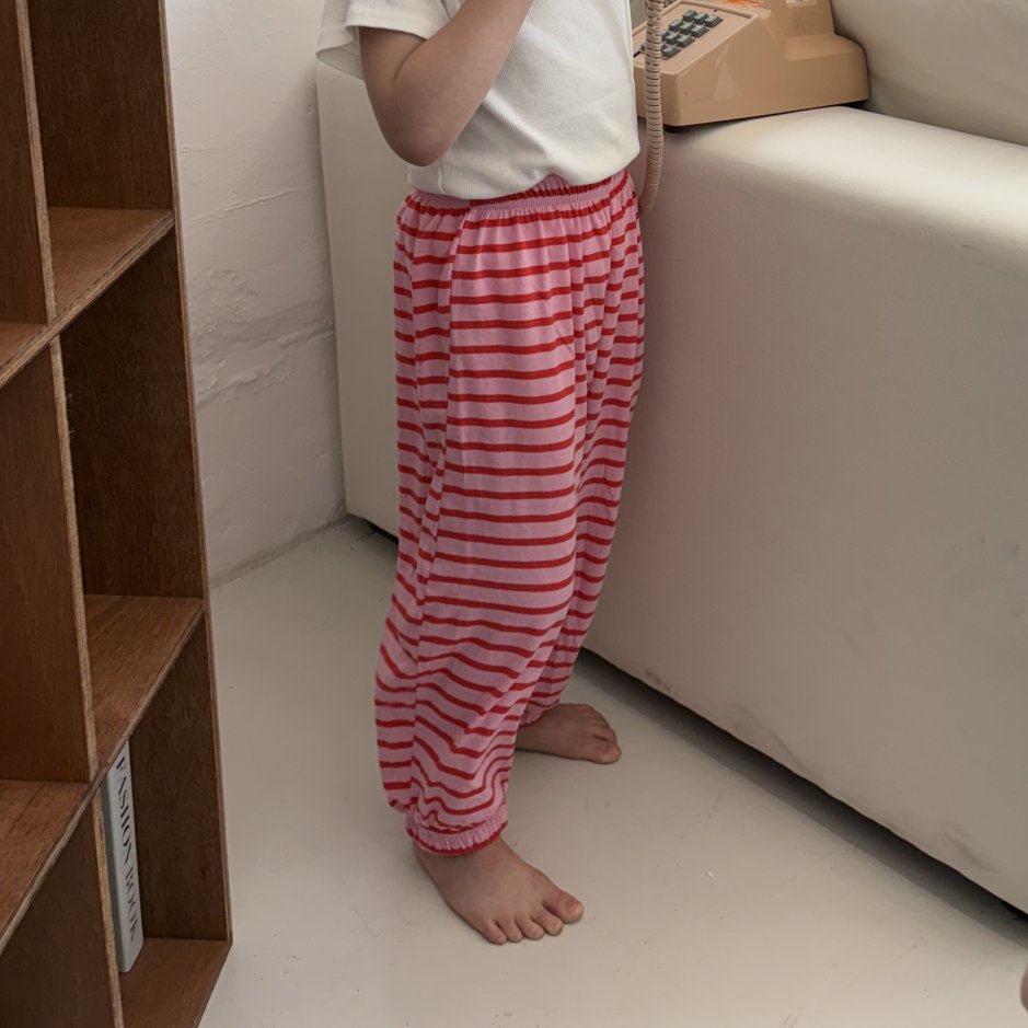 Toddler SS25 Stripe Jogger Pants (1 - 7y) - Pink kids outfit