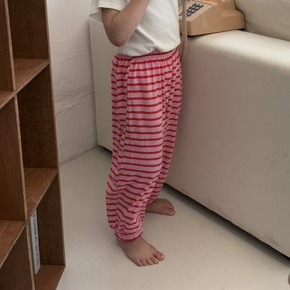 Toddler SS25 Stripe Jogger Pants (1 - 7y) - Pink kids outfit