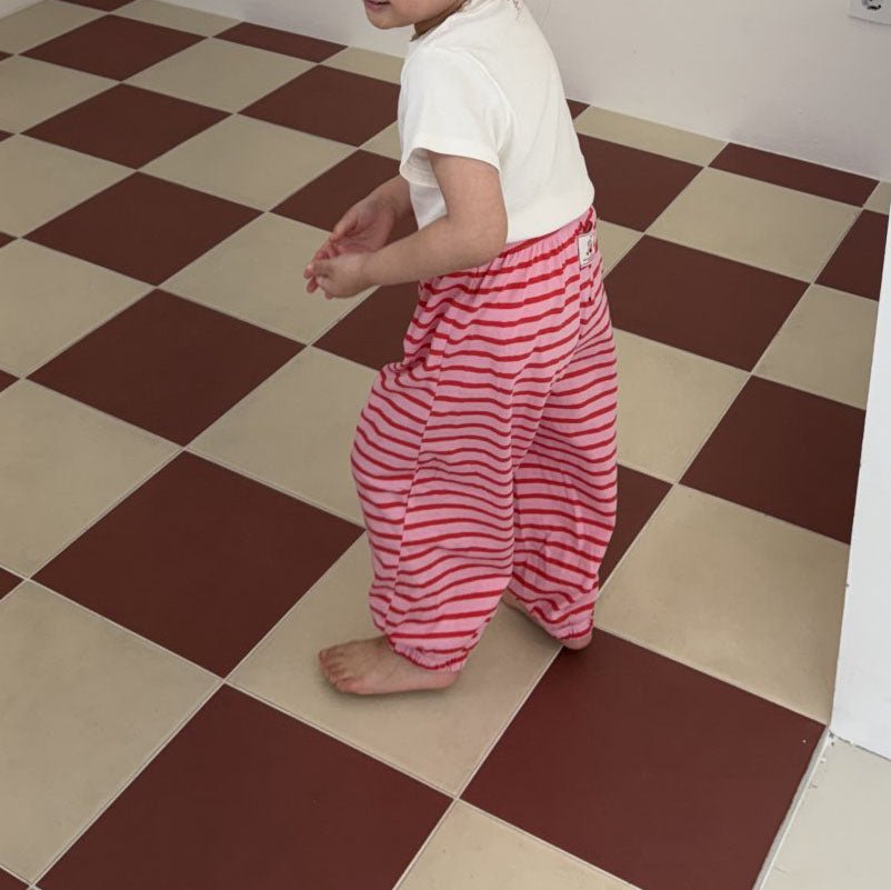 Toddler SS25 Stripe Jogger Pants (1 - 7y) - Pink kids outfit