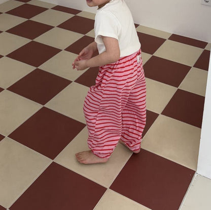 Toddler SS25 Stripe Jogger Pants (1 - 7y) - Pink kids outfit