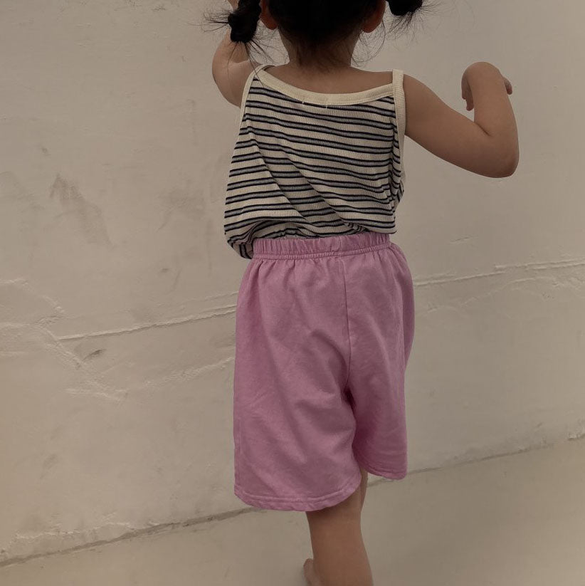 Toddler SS25 Stripe Ribbed Spaghetti Strap top (1 - 7y) - 2 Colors kids outfit