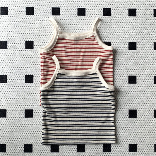 Toddler SS25 Stripe Ribbed Spaghetti Strap top (1 - 7y) - 2 Colors kids outfit