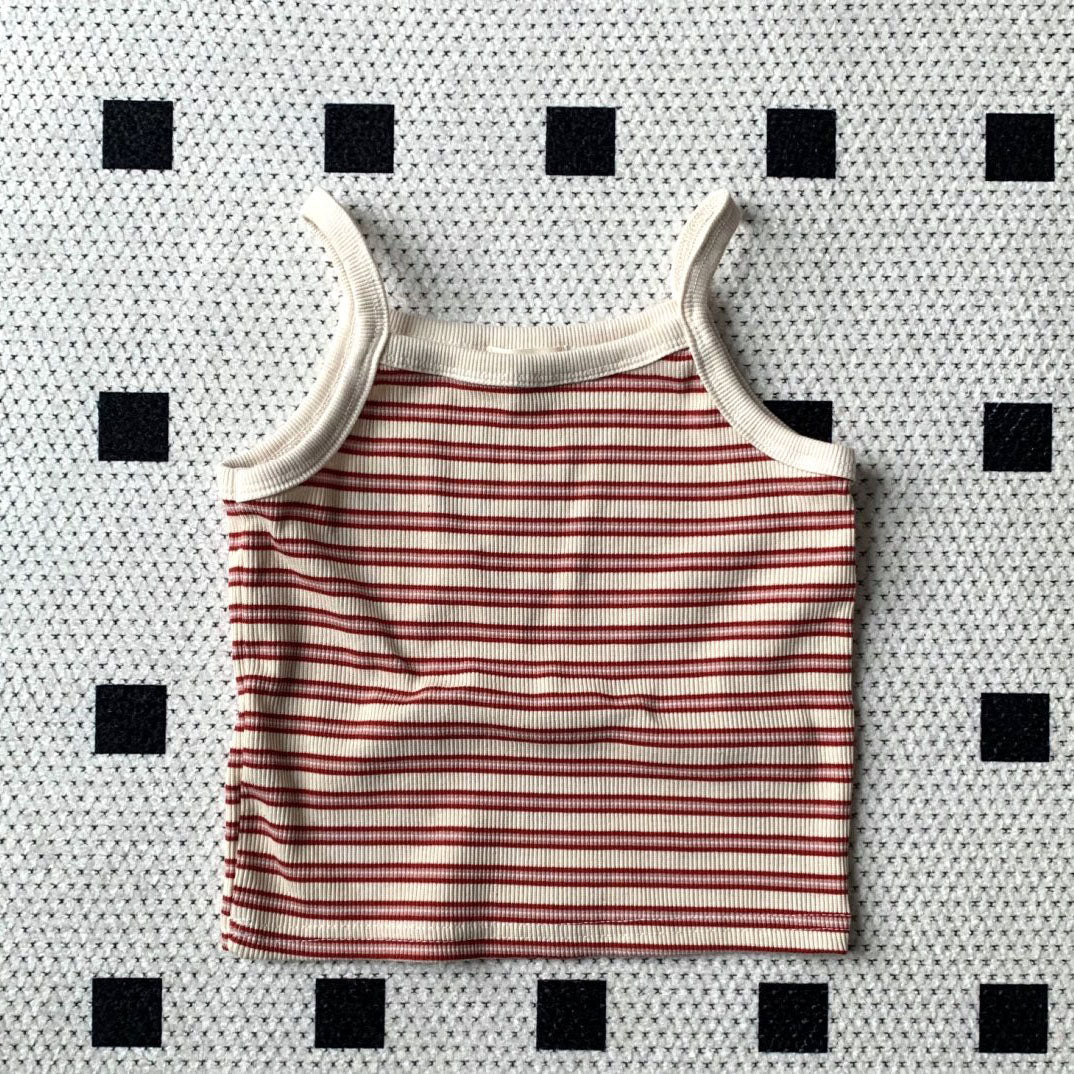Toddler SS25 Stripe Ribbed Spaghetti Strap top (1 - 7y) - 2 Colors kids outfit