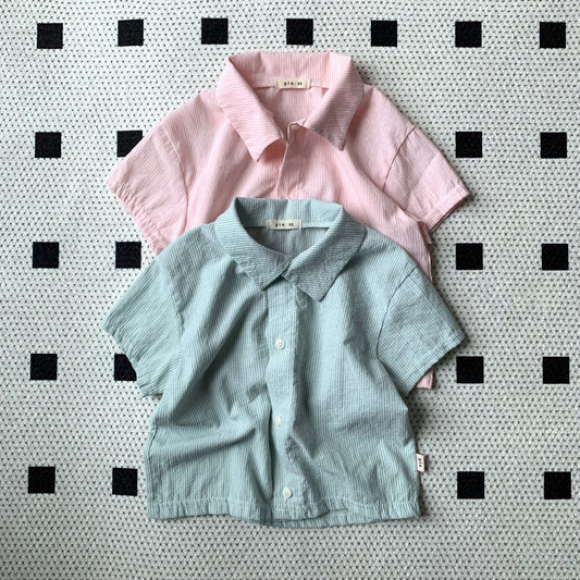 Toddler SS25 Stripe Short Sleeve Shirt (1 - 7y) - 2 Colors kids outfit