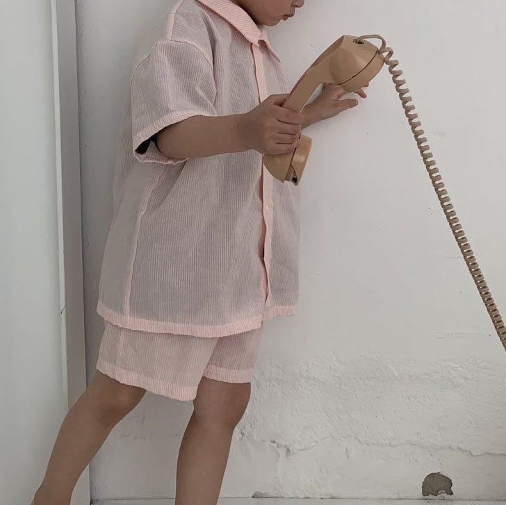 Toddler SS25 Stripe Short Sleeve Shirt (1 - 7y) - 2 Colors kids outfit