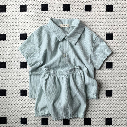 Toddler SS25 Stripe Short Sleeve Shirt (1 - 7y) - 2 Colors kids outfit