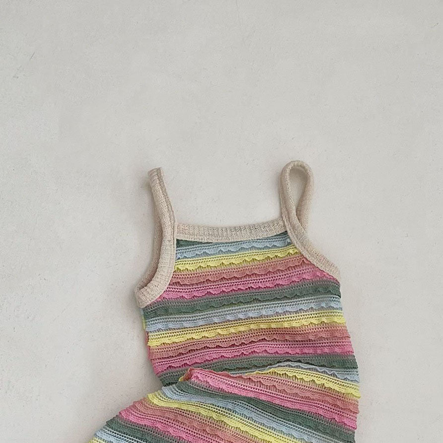 Toddler SS25 Stripe Tank Crochet Dress (1 - 7y) - 2 Colors kids outfit