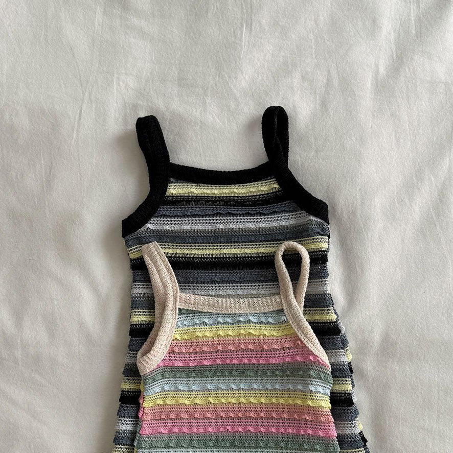 Toddler SS25 Stripe Tank Crochet Dress (1 - 7y) - 2 Colors kids outfit