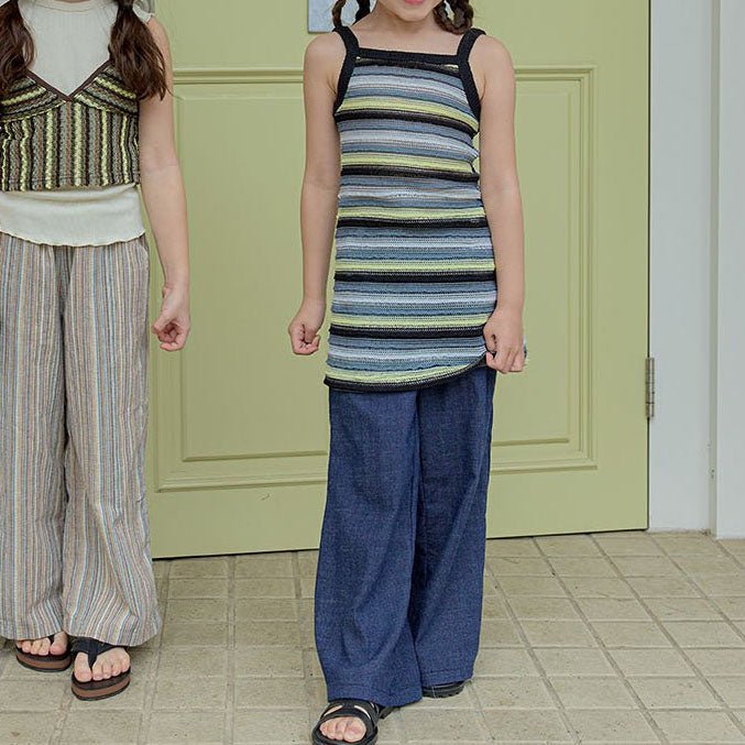 Toddler SS25 Stripe Tank Crochet Dress (1 - 7y) - 2 Colors kids outfit